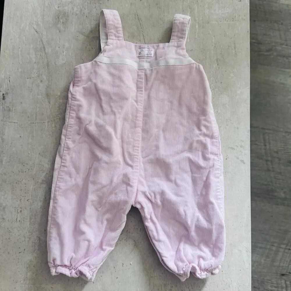 Janie and Jack Baby Girl Pink Corduroy Bubble Romper 0-3 Months White Bow